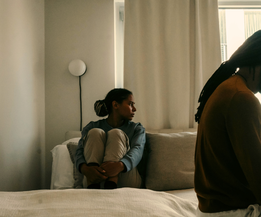 Utah couple going through a hard time and looking distant.