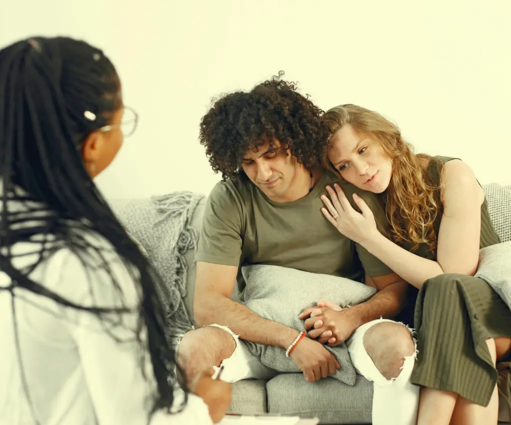 A couple in a therapy session.
