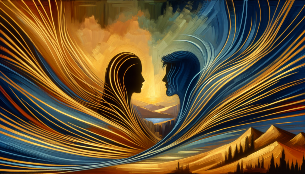 Oil painting showing communication flow in premarital counseling benefits for couples