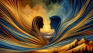Oil painting showing communication flow in premarital counseling benefits for couples